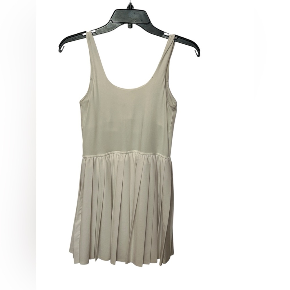 AERIE Tiebreaker Pleated Dress Size Medium White - Picture 4 of 6